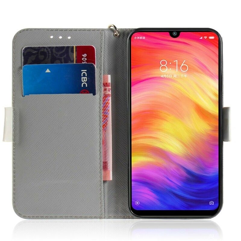 Flip Cover Xiaomi Redmi Note 7 Med Snor Tomat På Remmekatten