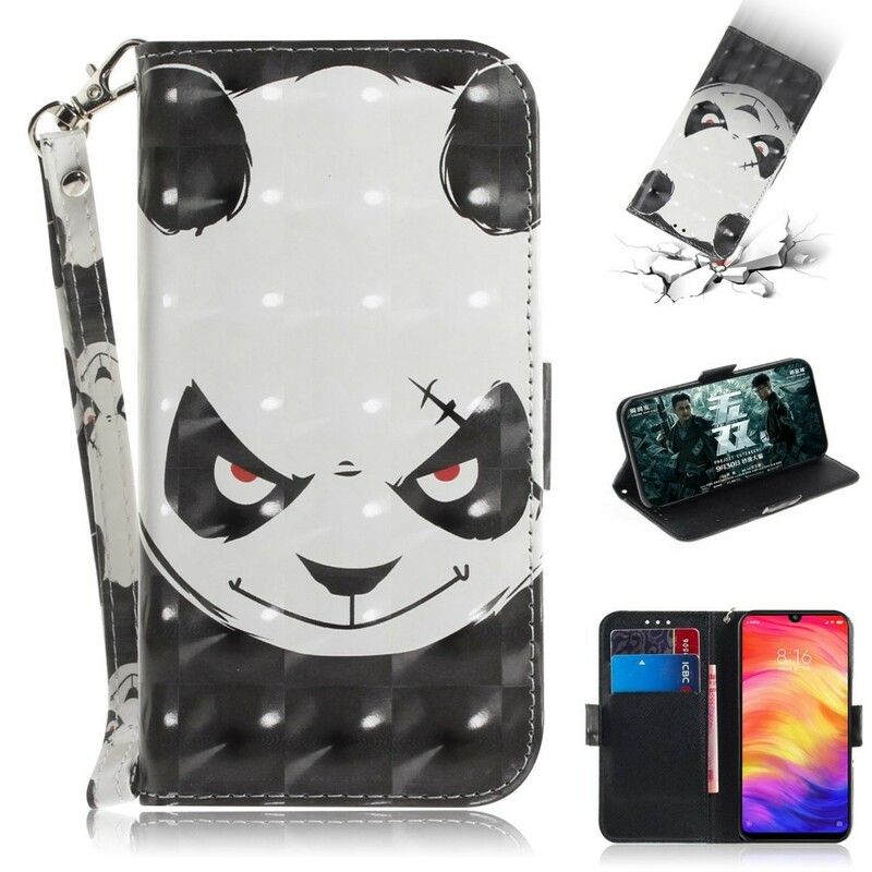 Flip Cover Xiaomi Redmi Note 7 Med Snor Vred Panda Med Rem