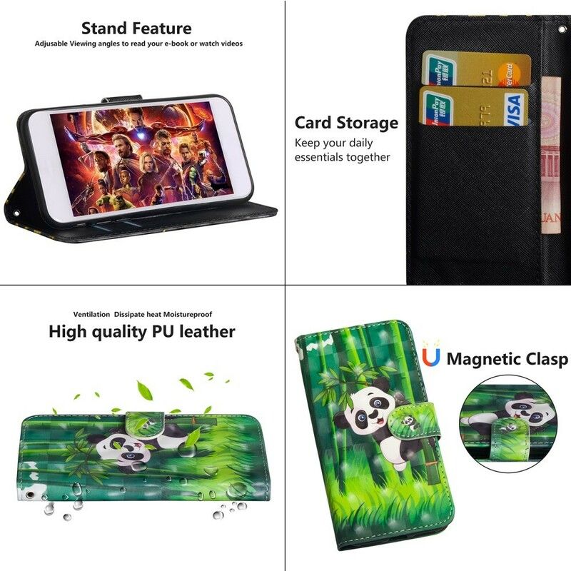 Flip Cover Xiaomi Redmi Note 7 Panda Og Bambus