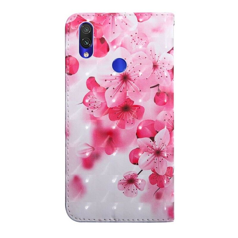 Flip Cover Xiaomi Redmi Note 7 Pink Blomster