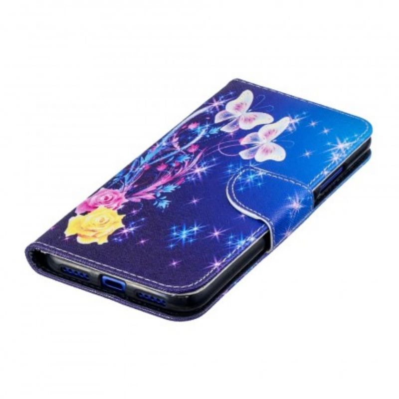 Flip Cover Xiaomi Redmi Note 7 Sommerfugle Om Natten