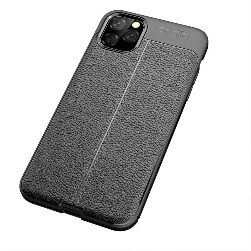 Cover iPhone 11 Pro Max Dobbelt Linje Litchi Lædereffekt