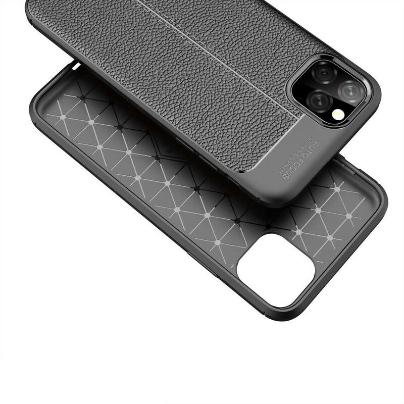 Cover iPhone 11 Pro Max Dobbelt Linje Litchi Lædereffekt