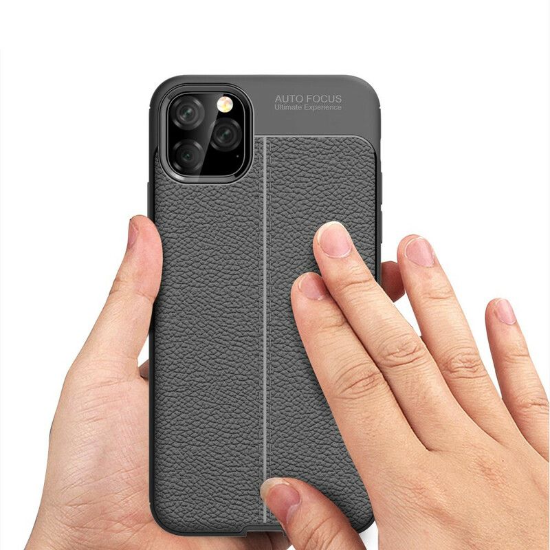 Cover iPhone 11 Pro Max Dobbelt Linje Litchi Lædereffekt