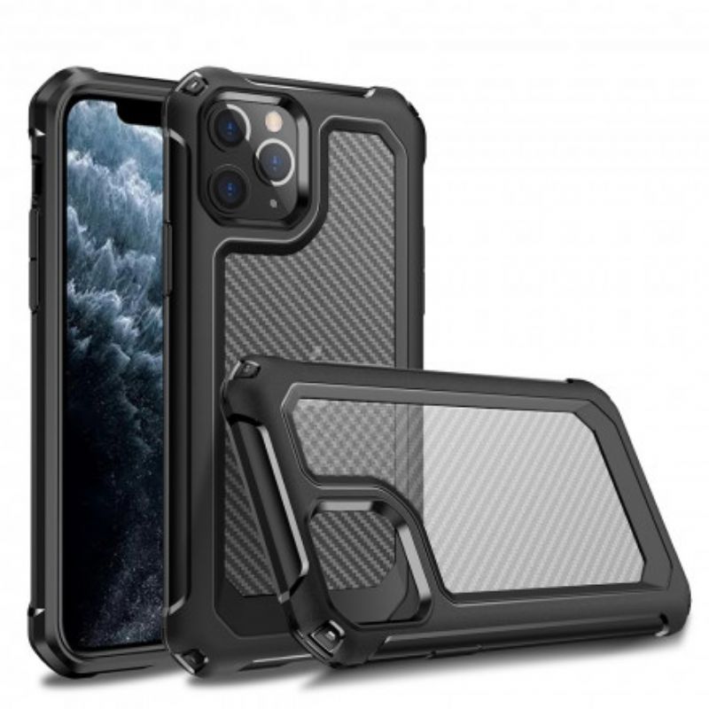 Cover iPhone 11 Pro Max Transparent Carbon Fiber Texture