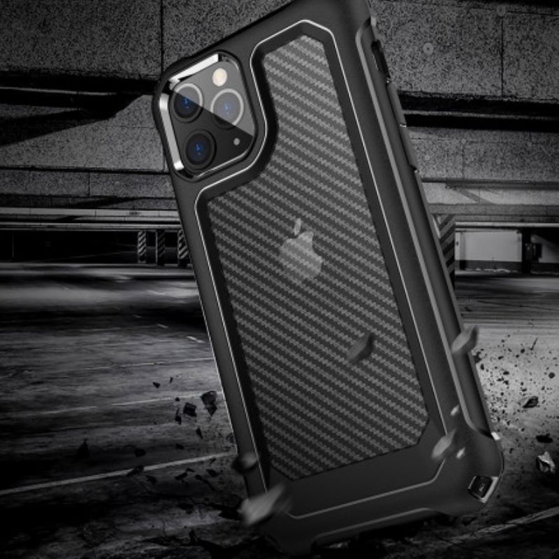 Cover iPhone 11 Pro Max Transparent Carbon Fiber Texture