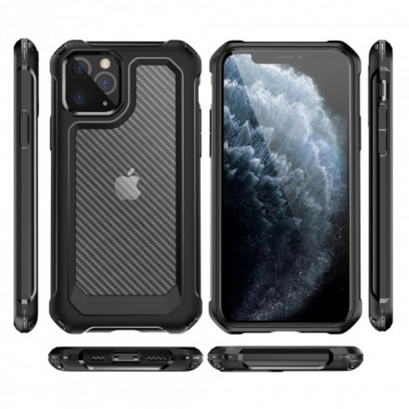 Cover iPhone 11 Pro Max Transparent Carbon Fiber Texture