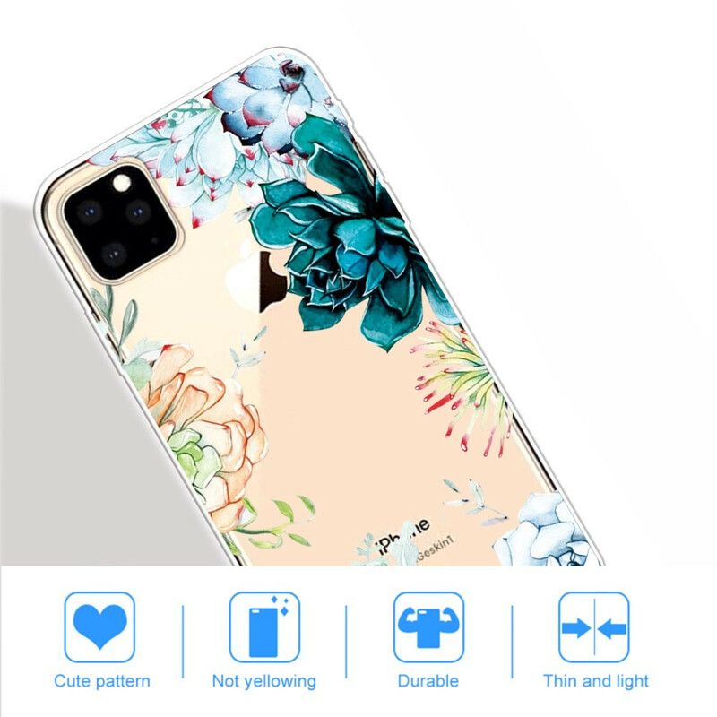 Cover iPhone 11 Pro Max Transparente Akvarelblomster