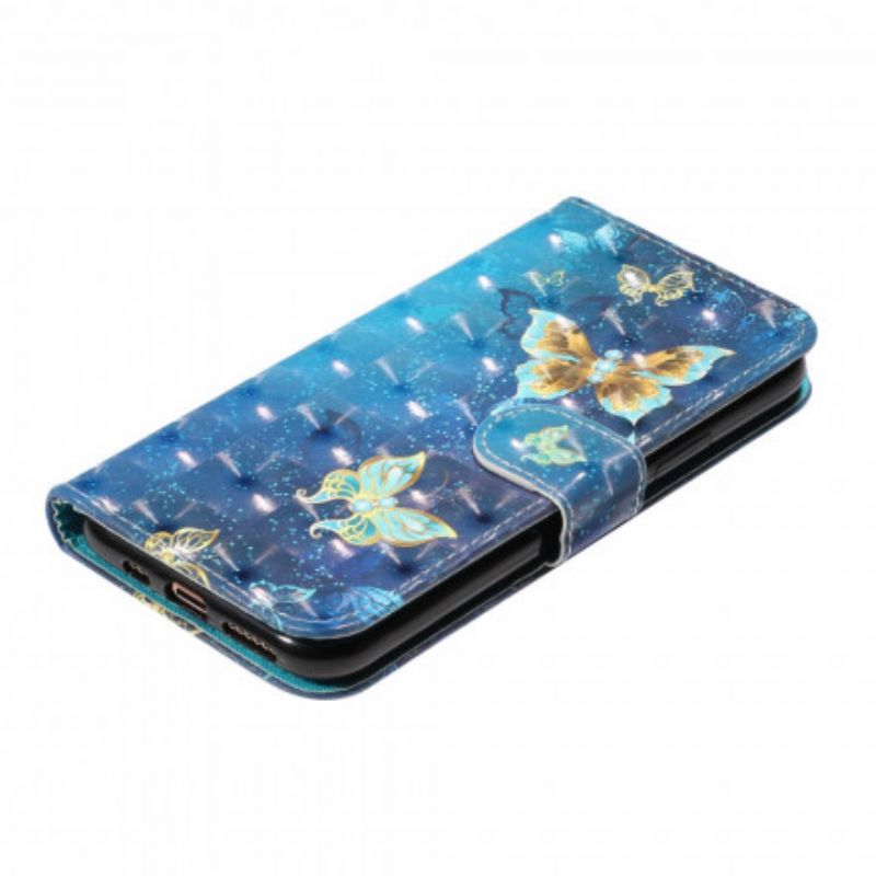 Flip Cover iPhone 11 Pro Max Lyspletsommerfugle Med Snor