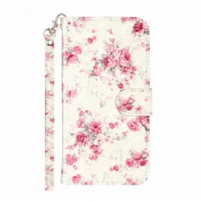 Flip Cover iPhone 11 Pro Max Med Snor Blomster Lyspletter Med Rem