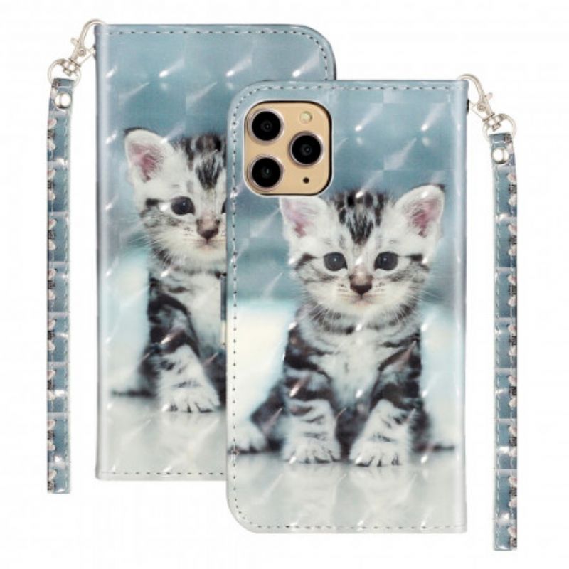 Flip Cover iPhone 11 Pro Max Med Snor Chaton Lyspletter Med Rem