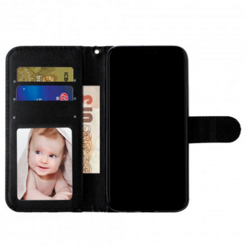 Flip Cover iPhone 11 Pro Max Med Snor Chaton Lyspletter Med Rem