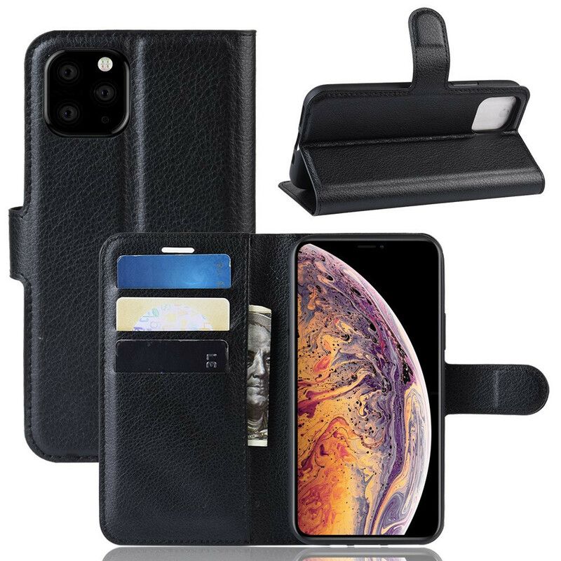 Flip Cover iPhone 11 Pro Max Premium Litchi-lædereffekt