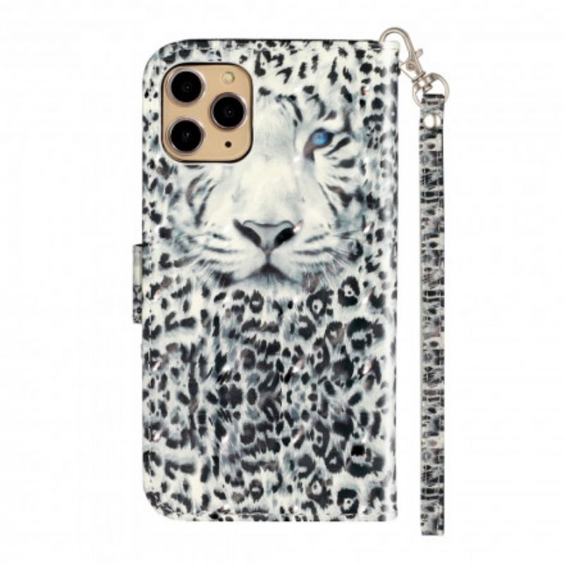 Læder Cover iPhone 11 Pro Max Med Snor Tiger Light Strap Spotlights