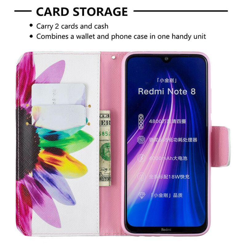 Flip Cover Xiaomi Redmi Note 8 Akvarelblomst