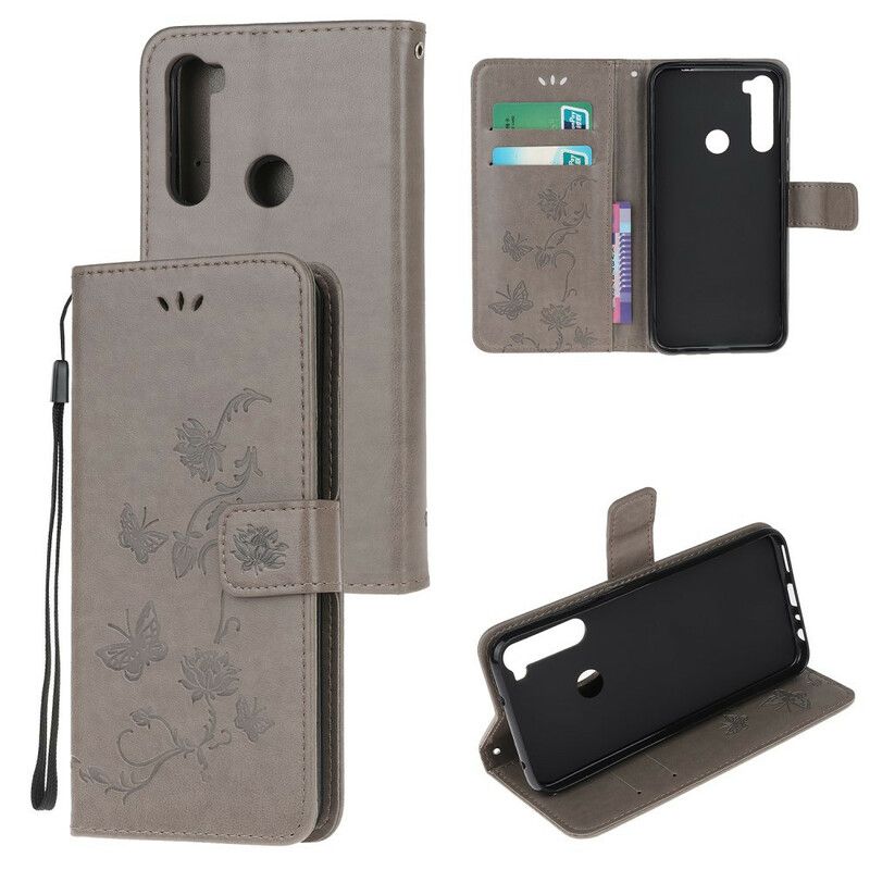 Flip Cover Xiaomi Redmi Note 8 Asiatiske Sommerfugle Og Blomster