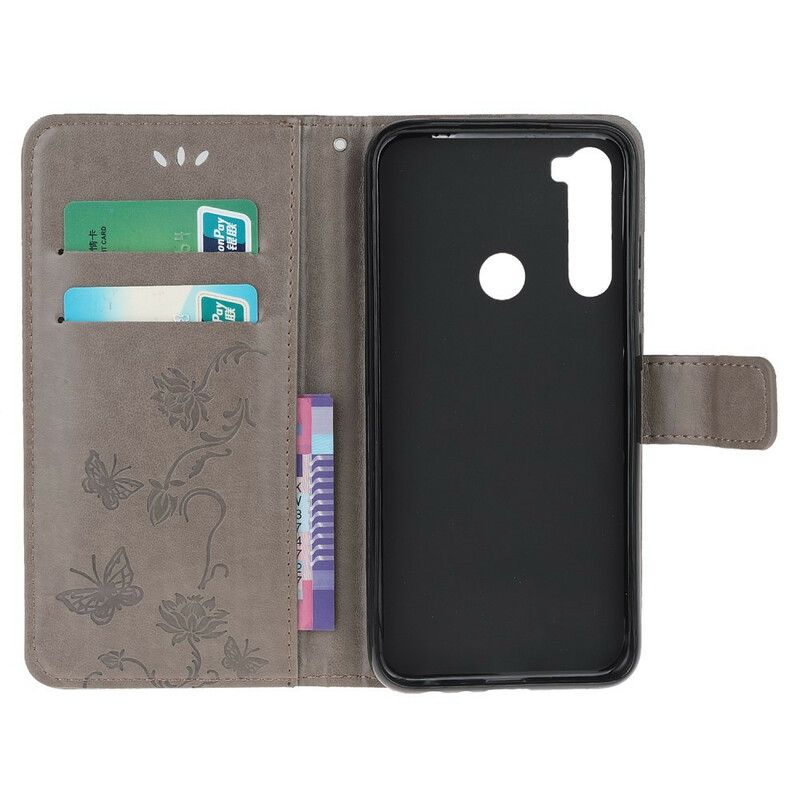 Flip Cover Xiaomi Redmi Note 8 Asiatiske Sommerfugle Og Blomster