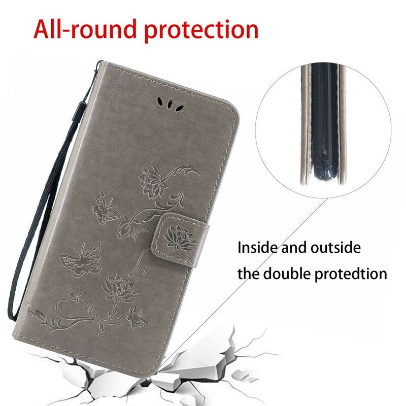 Flip Cover Xiaomi Redmi Note 8 Asiatiske Sommerfugle Og Blomster