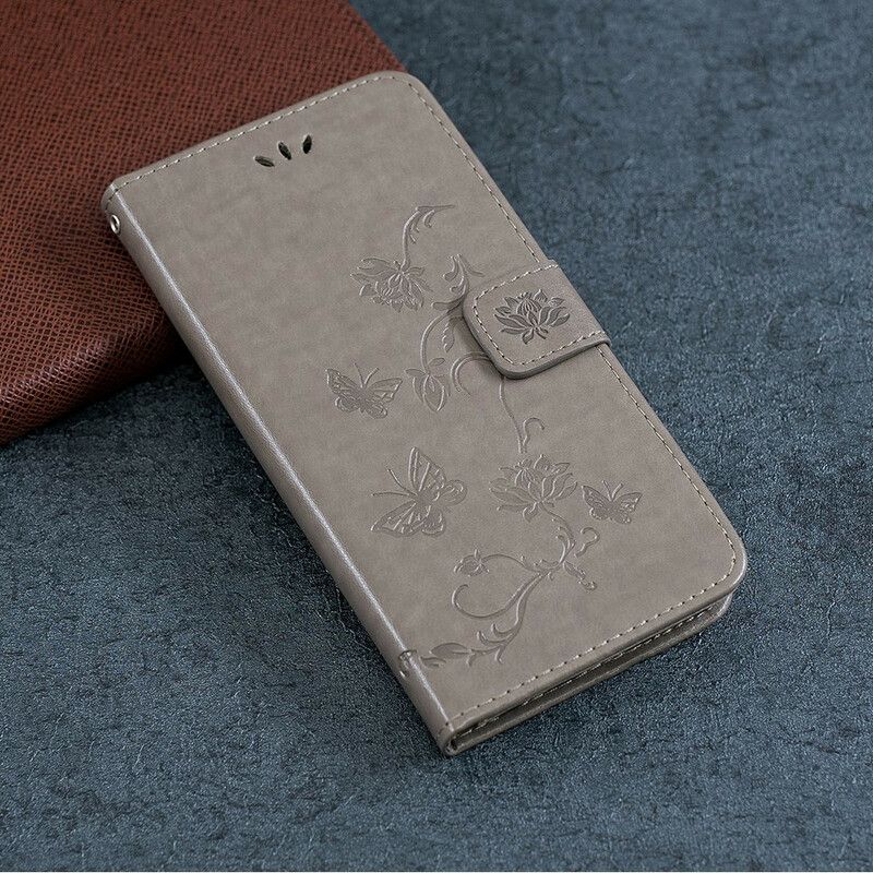 Flip Cover Xiaomi Redmi Note 8 Asiatiske Sommerfugle Og Blomster