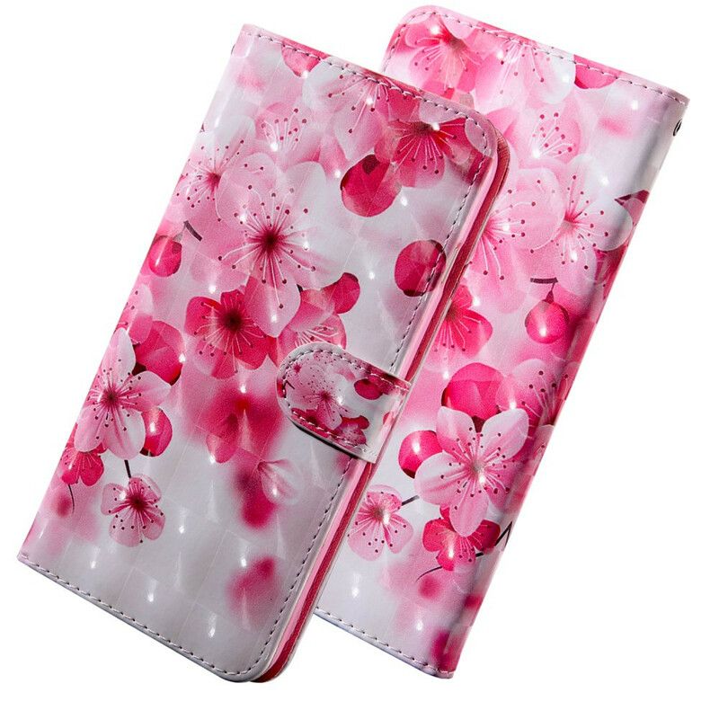 Flip Cover Xiaomi Redmi Note 8 Blændende Lyserøde Blomster