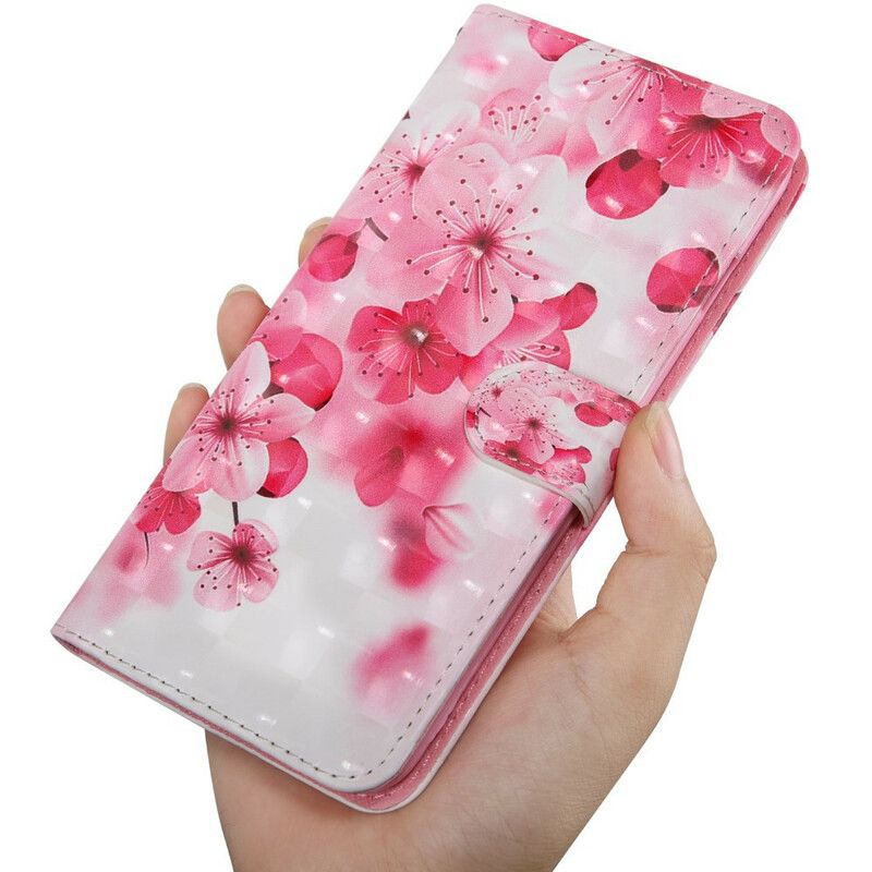 Flip Cover Xiaomi Redmi Note 8 Blændende Lyserøde Blomster