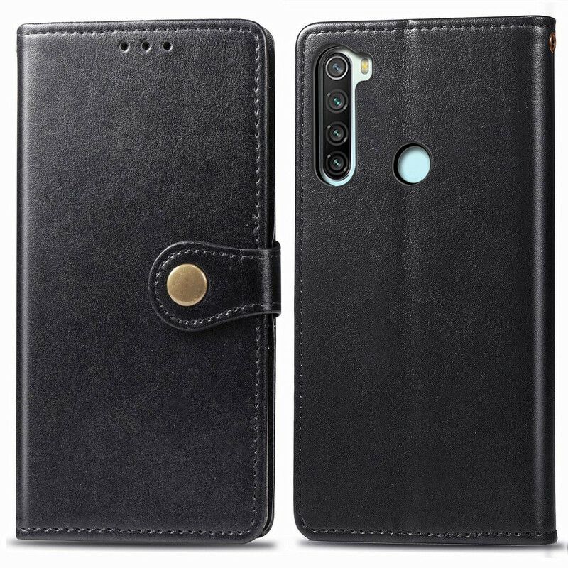 Flip Cover Xiaomi Redmi Note 8 Imiteret Læder Og Vintage Lås