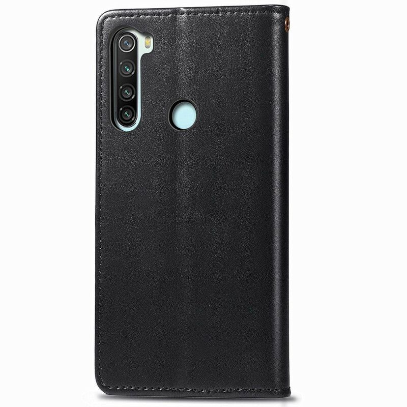 Flip Cover Xiaomi Redmi Note 8 Imiteret Læder Og Vintage Lås