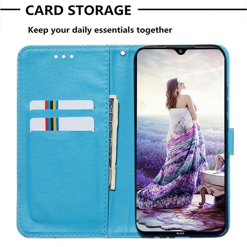 Flip Cover Xiaomi Redmi Note 8 Med Snor Elsker Sommerfugle Strappy