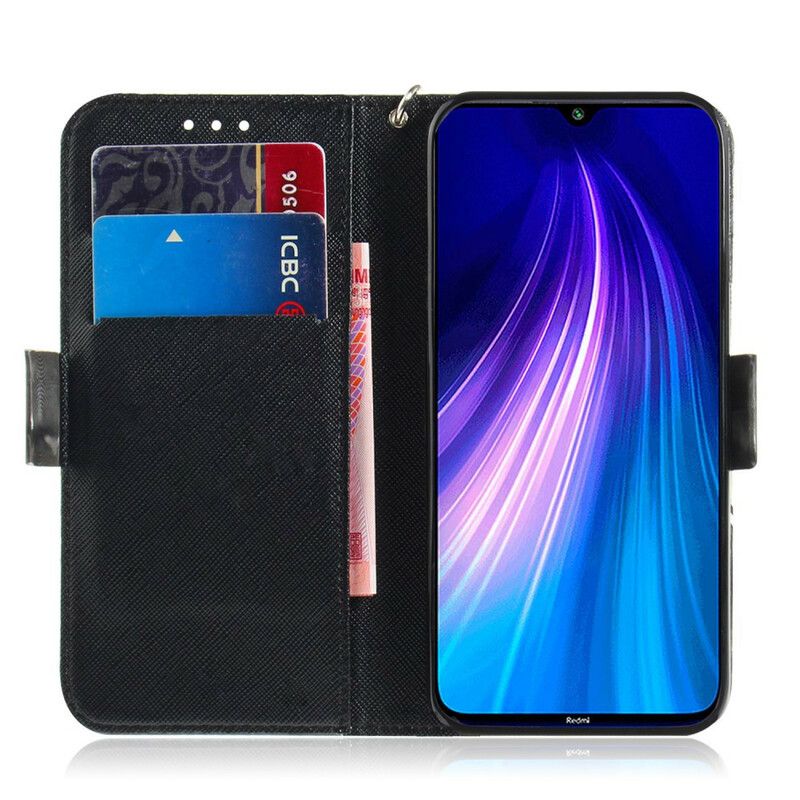 Flip Cover Xiaomi Redmi Note 8 Med Snor Grå Strappy Kat