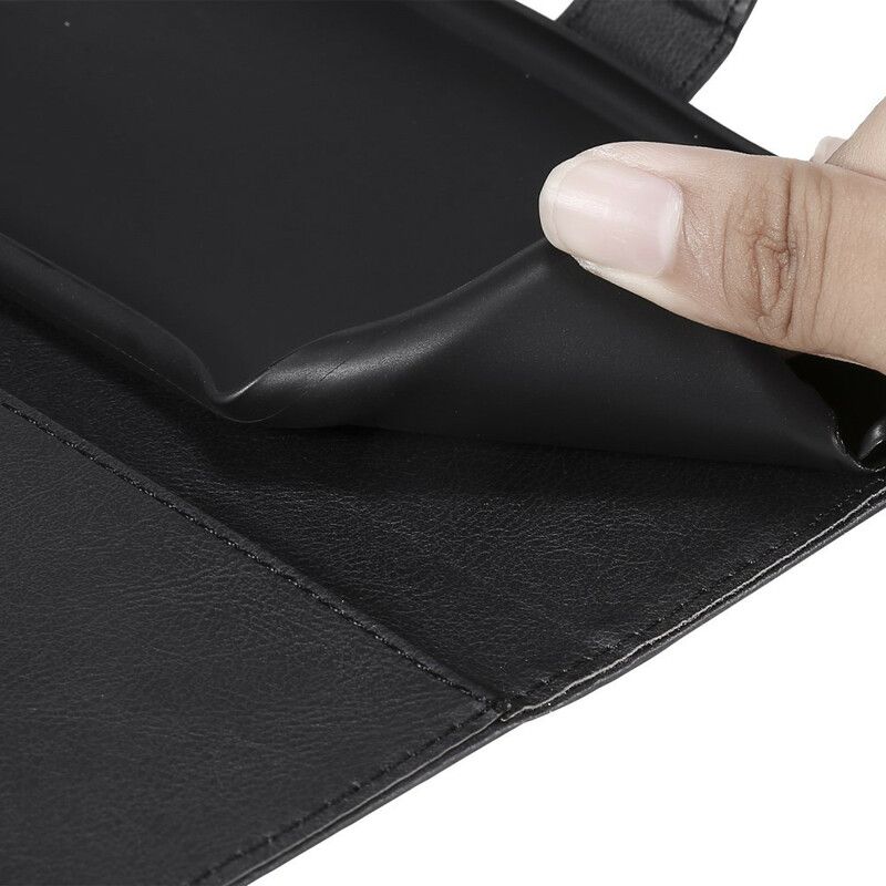 Flip Cover Xiaomi Redmi Note 8 Med Snor Lædereffektrem