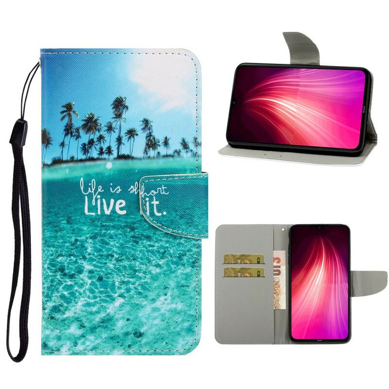 Flip Cover Xiaomi Redmi Note 8 Med Snor Lev Det Strappy