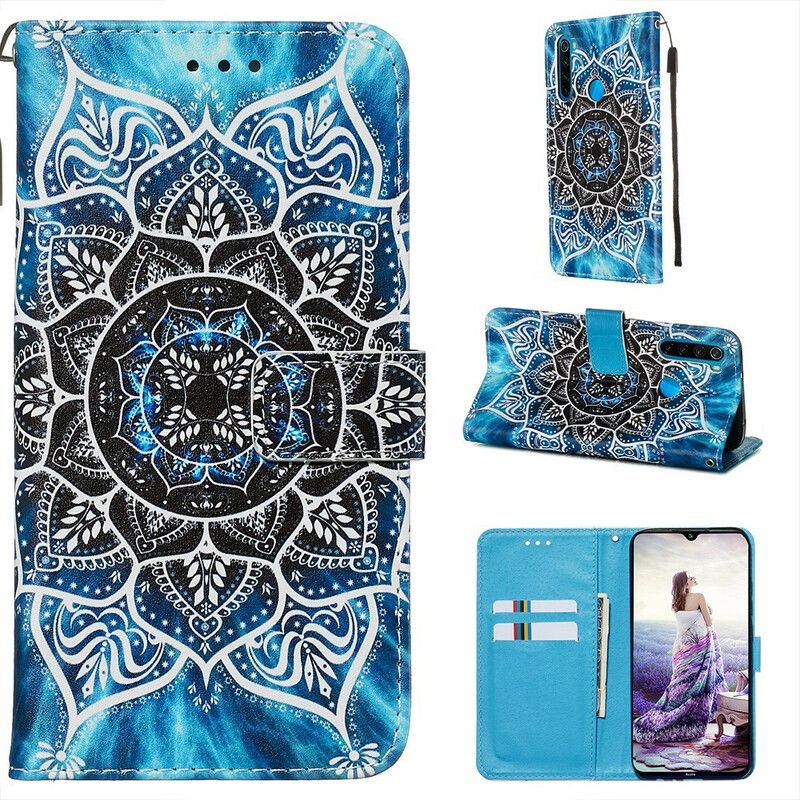 Flip Cover Xiaomi Redmi Note 8 Med Snor Sort Strappy Mandala