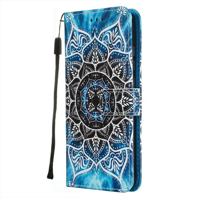 Flip Cover Xiaomi Redmi Note 8 Med Snor Sort Strappy Mandala