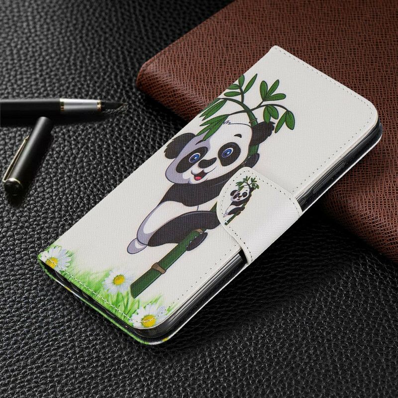 Flip Cover Xiaomi Redmi Note 8 Panda På Bambus