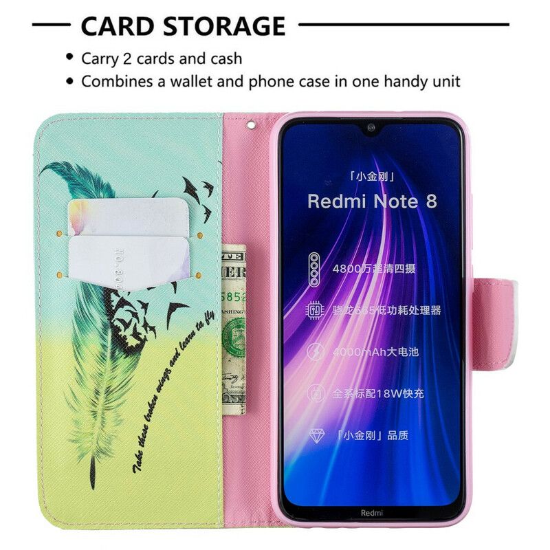 Læder Cover Xiaomi Redmi Note 8 Lær At Flyve