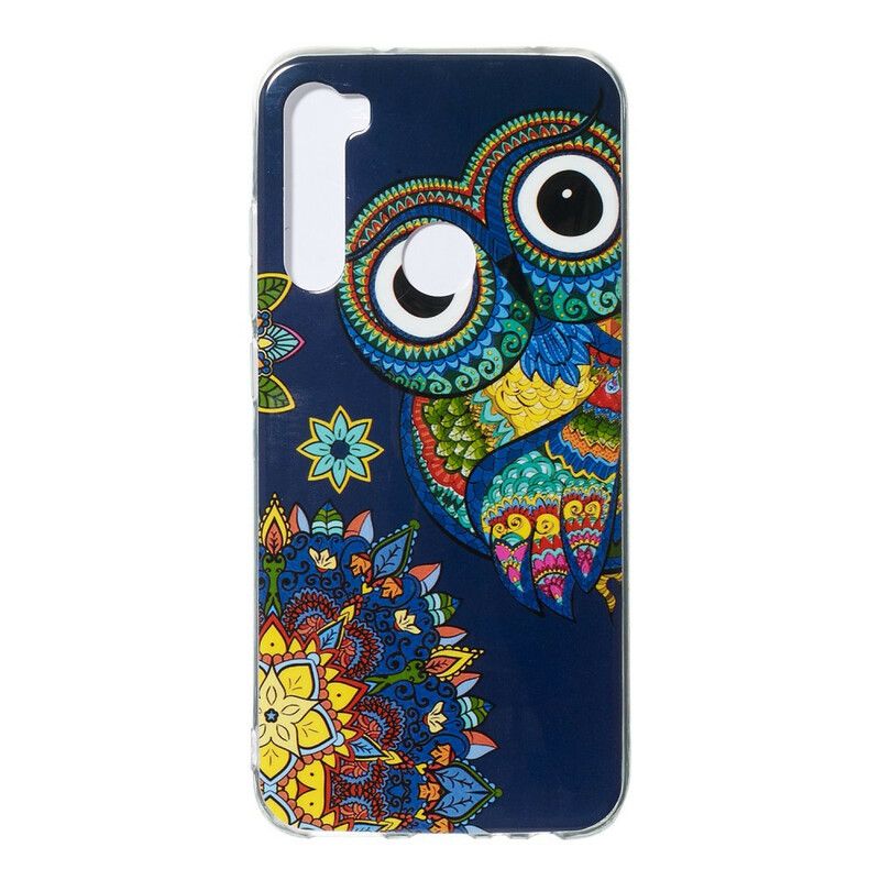 Mobilcover Xiaomi Redmi Note 8 Fluorescerende Ugle Mandala