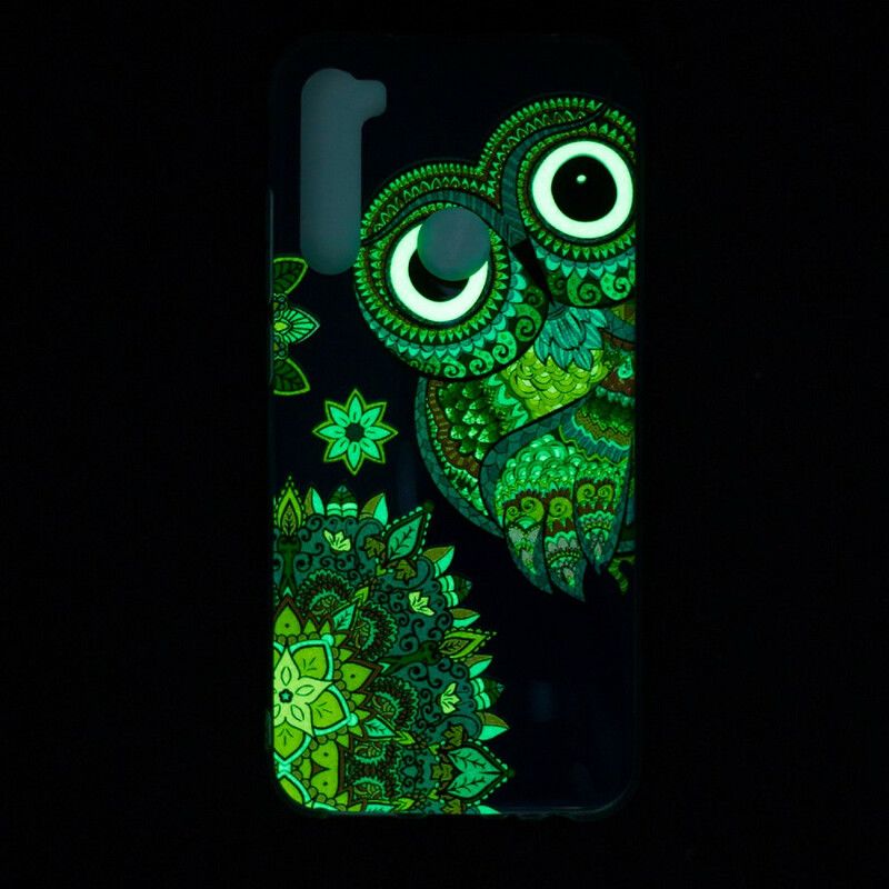 Mobilcover Xiaomi Redmi Note 8 Fluorescerende Ugle Mandala