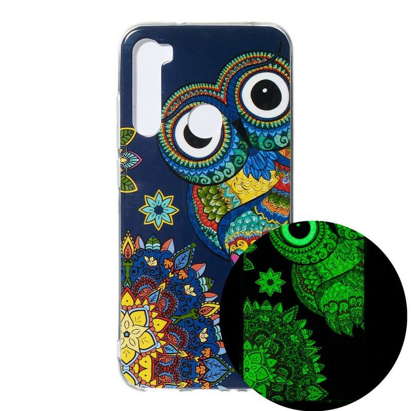 Mobilcover Xiaomi Redmi Note 8 Fluorescerende Ugle Mandala