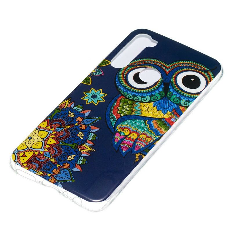 Mobilcover Xiaomi Redmi Note 8 Fluorescerende Ugle Mandala