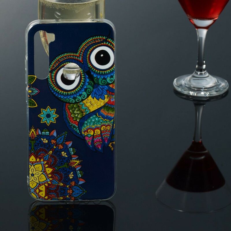 Mobilcover Xiaomi Redmi Note 8 Fluorescerende Ugle Mandala