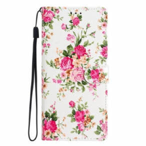 Flip Cover Moto G73 5G Med Snor Rem Liberty Flowers