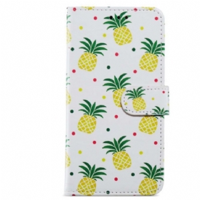 Flip Cover Moto G73 5G Med Snor Strappy Ananas