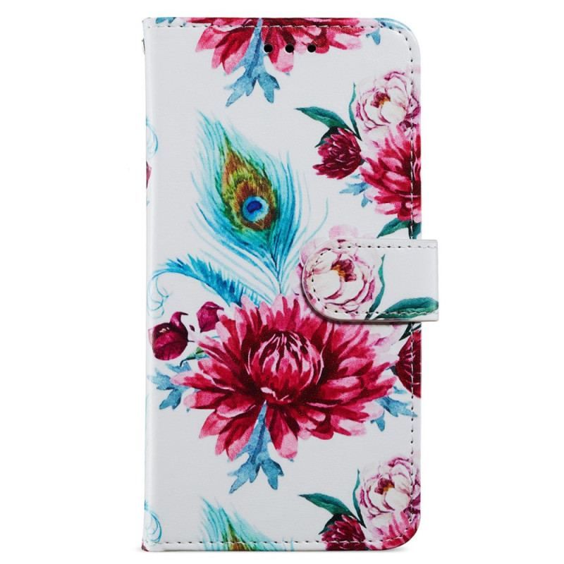 Flip Cover Moto G73 5G Med Snor Strappy Floral