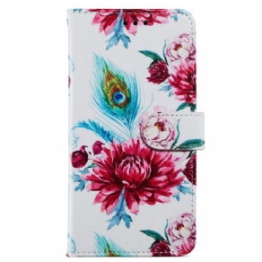 Flip Cover Moto G73 5G Med Snor Strappy Floral