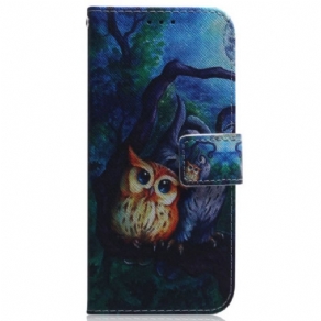 Flip Cover Moto G73 5G Med Snor Strappy Owls Maleri