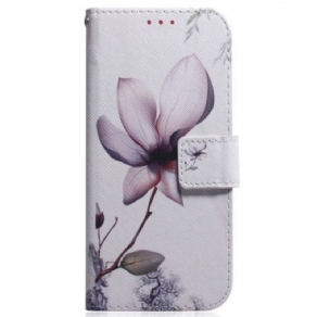 Flip Cover Moto G73 5G Med Snor Strappy Rose Flower