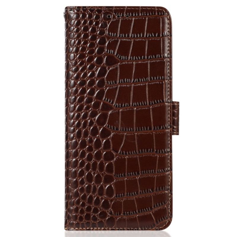 Læder Cover Moto G73 5G Crocodile Style Rfid