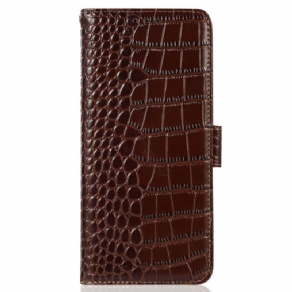 Læder Cover Moto G73 5G Crocodile Style Rfid