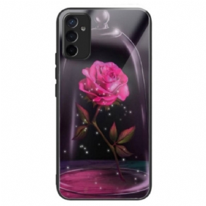 Cover Samsung Galaxy M13 Glitrende Lyserødt Hærdet Glas