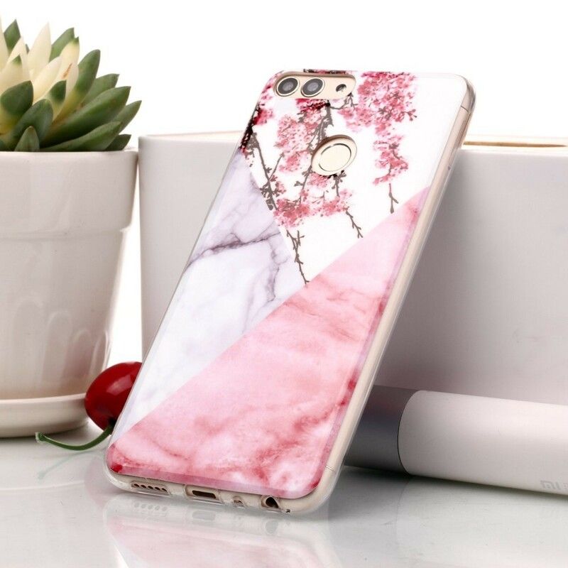 Cover Huawei P Smart Marmoreret Blommeblomst